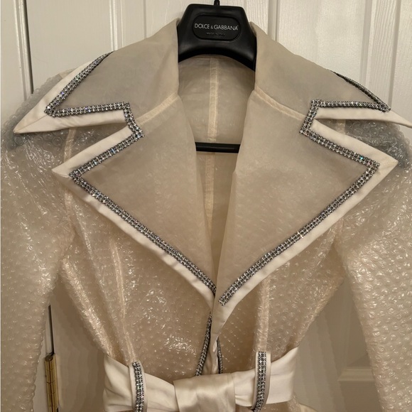 RARE-ICONIC-Dolce & Gabbana-Clear Plastic Bubble Wrap Rain Coat-Rhinestone-90s - Picture 13 of 16